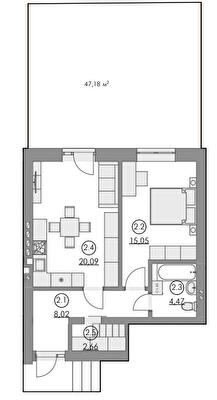 1-кімнатна 50.29 м² в ЖК Cherry House 4 від 18 000 грн/м², смт Гостомель