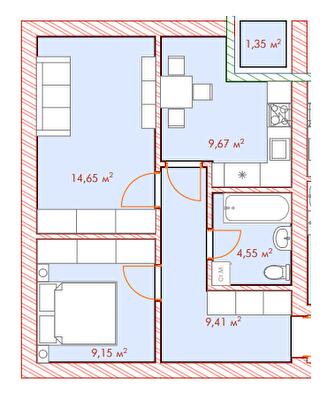 2-кімнатна 48.78 м² в ЖК Cherry House 4 від 18 000 грн/м², смт Гостомель