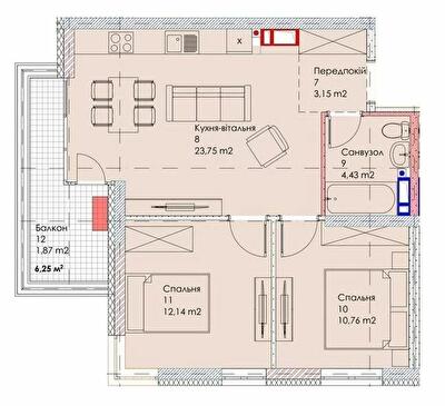 2-кімнатна 56.1 м² в ЖК MAVERICK RESIDENTIAL COMPLEX від 26 150 грн/м², Київ
