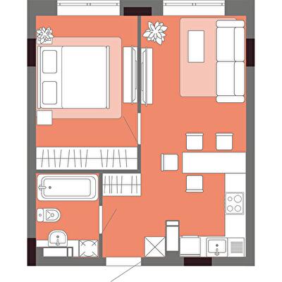 1-кімнатна 44 м² в ЖК Акварель 10 від 19 800 грн/м², Одеса
