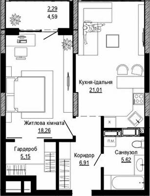 Однокомнатные в ЖК PUSHA HOUSE