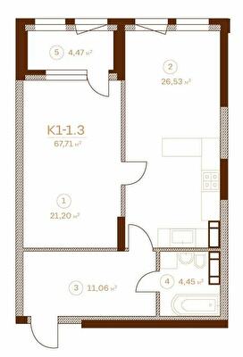 1-кімнатна 67.71 м² в ЖК Stanford від 68 300 грн/м², Київ