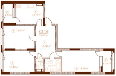 3-кімнатна 97.11 м² в ЖК Stanford від 64 350 грн/м², Київ