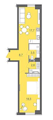 1-комнатная 51.1 м² в МФК CITE от 34 000 грн/м², Днепр