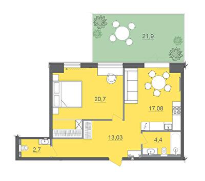 1-комнатная 55 м² в МФК CITE от 34 000 грн/м², Днепр