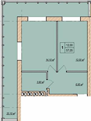 1-комнатная 57.05 м² в ЖК Wood Park от 19 700 грн/м², Киев