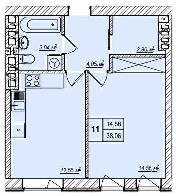 1-комнатная 38.06 м² в ЖК Wood Park 2 от 19 700 грн/м², Киев