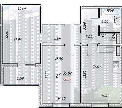 2-кімнатна 72.39 м² в ЖК Деснянський від 21 500 грн/м², Київ