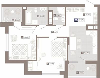 2-кімнатна 64.3 м² в ЖК Лук'янівський каскад від 45 674 грн/м², Київ