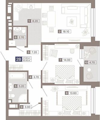 2-кімнатна 80.4 м² в ЖК Лук'янівський каскад від 39 750 грн/м², Київ