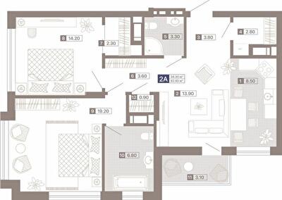 2-кімнатна 82.4 м² в ЖК Лук'янівський каскад від 39 750 грн/м², Київ