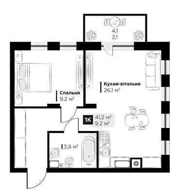 1-комнатная 41.2 м² в ЖК SILENT PARK от 26 900 грн/м², Львов