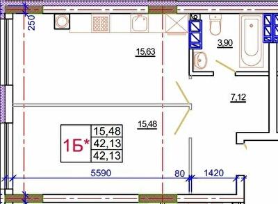 1-комнатная 42.13 м² в ЖК Благород от 22 000 грн/м², с. Крюковщина