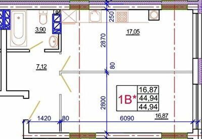 1-комнатная 44.94 м² в ЖК Благород от 22 000 грн/м², с. Крюковщина
