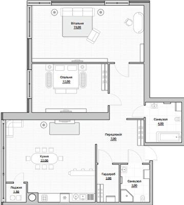 2-комнатная 69.5 м² в ЖК Евромисто от 26 000 грн/м², с. Крюковщина