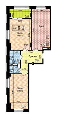 2-комнатная 72.68 м² в ЖК Аквамарин от 27 500 грн/м², Харьков