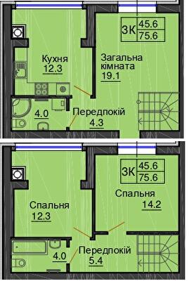 Двухуровневая 75.6 м² в ЖК Sofia Nova от 30 000 грн/м², с. Новоселки