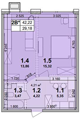 1-кімнатна 42.22 м² в ЖК Petrivsky Residence від 29 000 грн/м², с. Святопетрівське