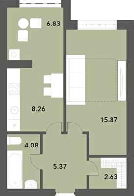 1-кімнатна 43.02 м² в ЖК Софіївські Липки від 39 000 грн/м², с. Софіївська Борщагівка