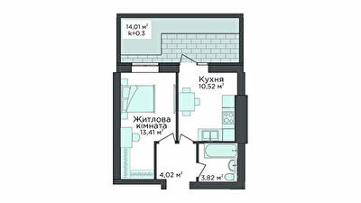 1-комнатная 36.36 м² в Клубная резиденция O`Club от 29 624 грн/м², с. Крюковщина