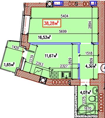 1-кімнатна 38.28 м² в ЖК Затишний квартал від 30 900 грн/м², с. Софіївська Борщагівка