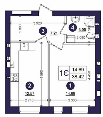 1-кімнатна 38.42 м² в ЖК Емоція від 25 000 грн/м², с. Хотів