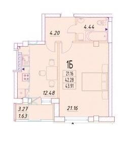 1-кімнатна 43.91 м² в ЖК Дім Потоцького від 36 250 грн/м², Одеса