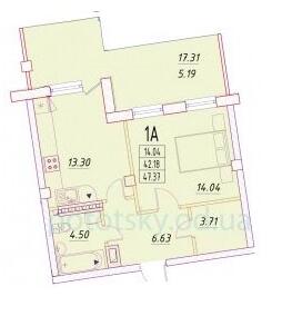 1-кімнатна 47.37 м² в ЖК Дім Потоцького від 36 250 грн/м², Одеса