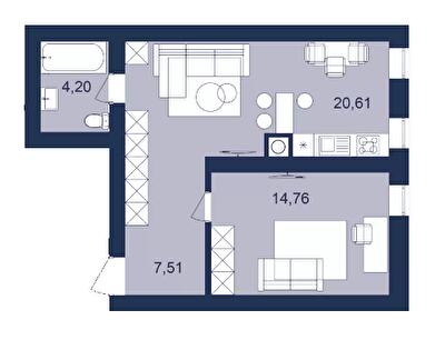 1-кімнатна 47.08 м² в ЖК РЕМ від 17 300 грн/м², м. Самбір