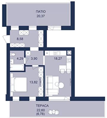 1-кімнатна 61.75 м² в ЖК РЕМ від 17 300 грн/м², м. Самбір