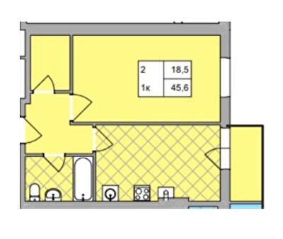 1-комнатная 45.6 м² в ЖК Авиатор от 15 000 грн/м², Хмельницкий