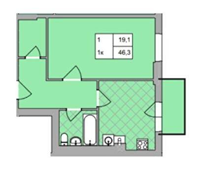 1-комнатная 46.3 м² в ЖК Авиатор от 15 000 грн/м², Хмельницкий