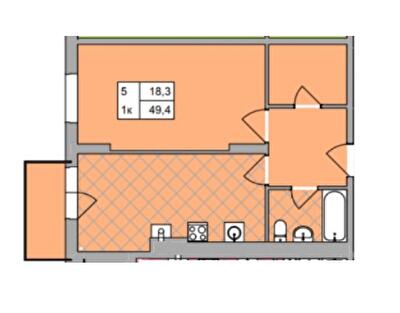 1-комнатная 49.4 м² в ЖК Авиатор от 15 000 грн/м², Хмельницкий