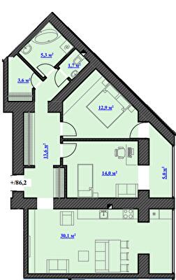 3-кімнатна 86.2 м² в ЖК Ювілейний від 11 200 грн/м², Івано-Франківськ