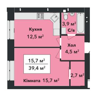 1-комнатная 39.4 м² в ЖК Перлина Проскурова-3 от 17 400 грн/м², Хмельницкий