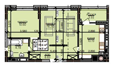 2-комнатная 54.5 м² в ЖК Millennium от 14 900 грн/м², Ивано-Франковск