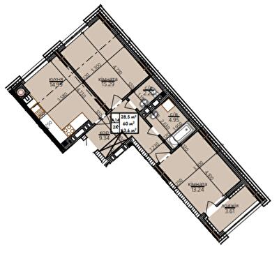 2-комнатная 63.6 м² в ЖК Millennium от 14 900 грн/м², Ивано-Франковск