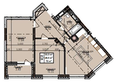 2-комнатная 72 м² в ЖК Millennium от 14 900 грн/м², Ивано-Франковск
