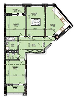 3-комнатная 95.2 м² в ЖК Millennium от 14 900 грн/м², Ивано-Франковск