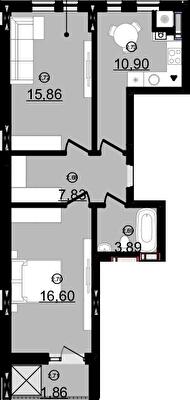 2-комнатная 57.57 м² в ЖК Звездный от 14 000 грн/м², Ужгород