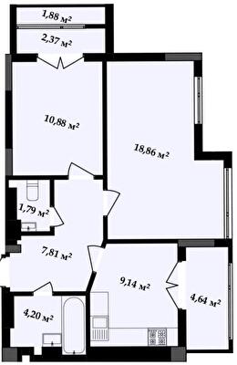 2-кімнатна 61.57 м² в ЖК Імперія від 16 000 грн/м², Івано-Франківськ