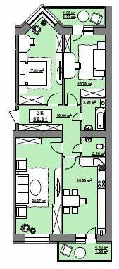3-кімнатна 88.31 м² в ЖК на вул. Горбачевського від 10 400 грн/м², Івано-Франківськ