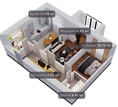 2-кімнатна 53.83 м² в ЖК Урожайний від 12 000 грн/м², Івано-Франківськ