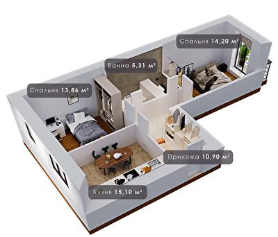 2-кімнатна 59.87 м² в ЖК Урожайний від 12 000 грн/м², Івано-Франківськ