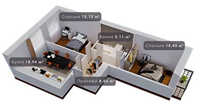 2-кімнатна 62.51 м² в ЖК Урожайний від 12 000 грн/м², Івано-Франківськ