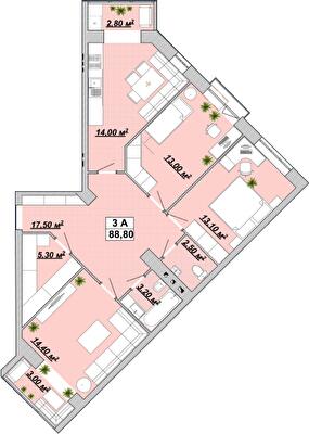 3-комнатная 88.8 м² в ЖР Княгинин от 14 000 грн/м², Ивано-Франковск