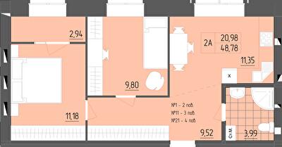 2-кімнатна 48.78 м² в ЖК ZigZag від 16 300 грн/м², Рівне