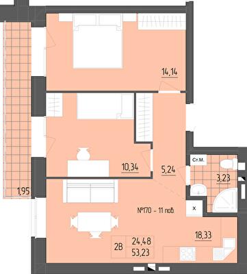 2-кімнатна 52.23 м² в ЖК ZigZag від 16 300 грн/м², Рівне