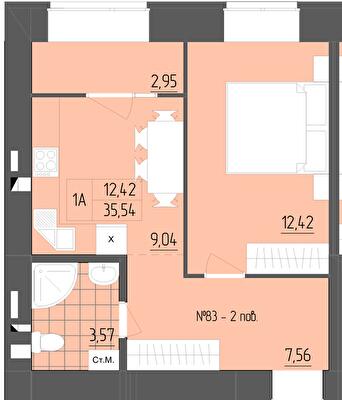 1-кімнатна 35.54 м² в ЖК ZigZag від 16 700 грн/м², Рівне
