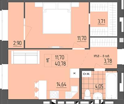 1-кімнатна 40.78 м² в ЖК ZigZag від 16 700 грн/м², Рівне